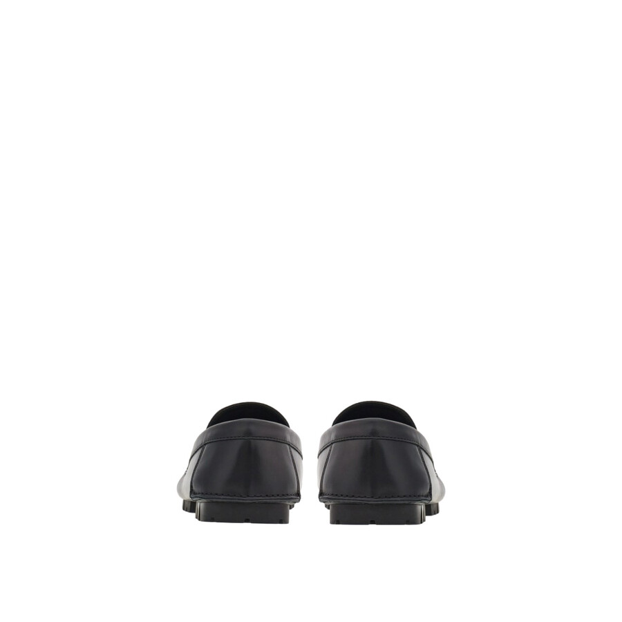 Ferragamo Driver Loafers With Gancini Ornament In Black
