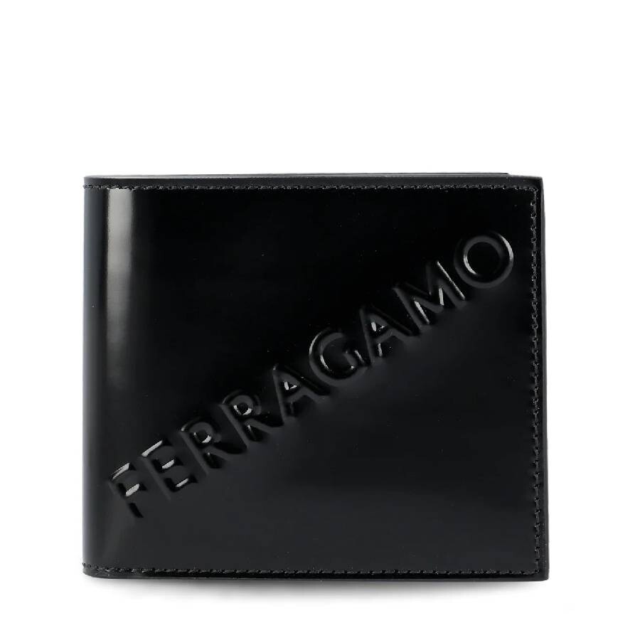 Ferragamo Embossed Logo Leather Wallet In Black