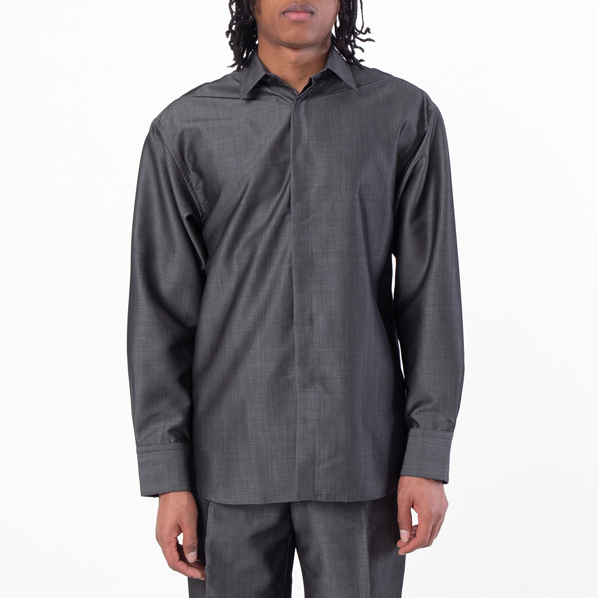 Ferragamo Embroidered Logo Silk-Blend Shirt, Size Medium 143846
