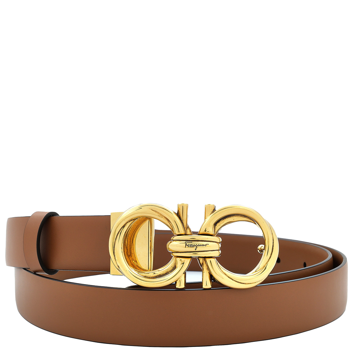 Ferragamo Engraved Logo Gancini Leather Belt, Brand Size 100
