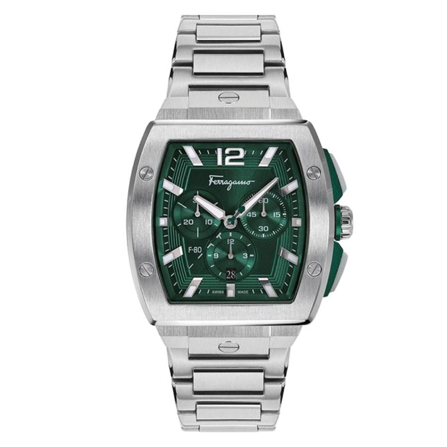Ferragamo F-80 Chronograph Quartz Green Dial Men's Watch SFKE00824