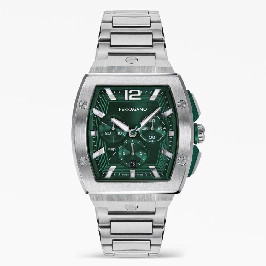 Ferragamo F-80 Chronograph Quartz Green Dial Men's Watch SFKE00824