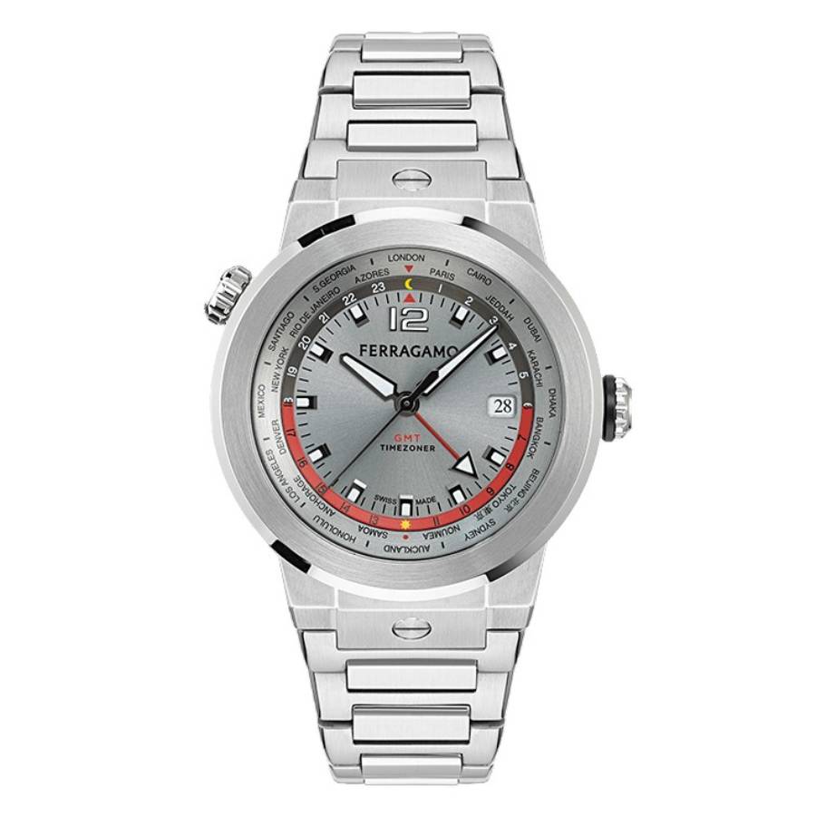 Ferragamo F-80 GMT Quartz Grey Dial Men's Watch SFHA00524