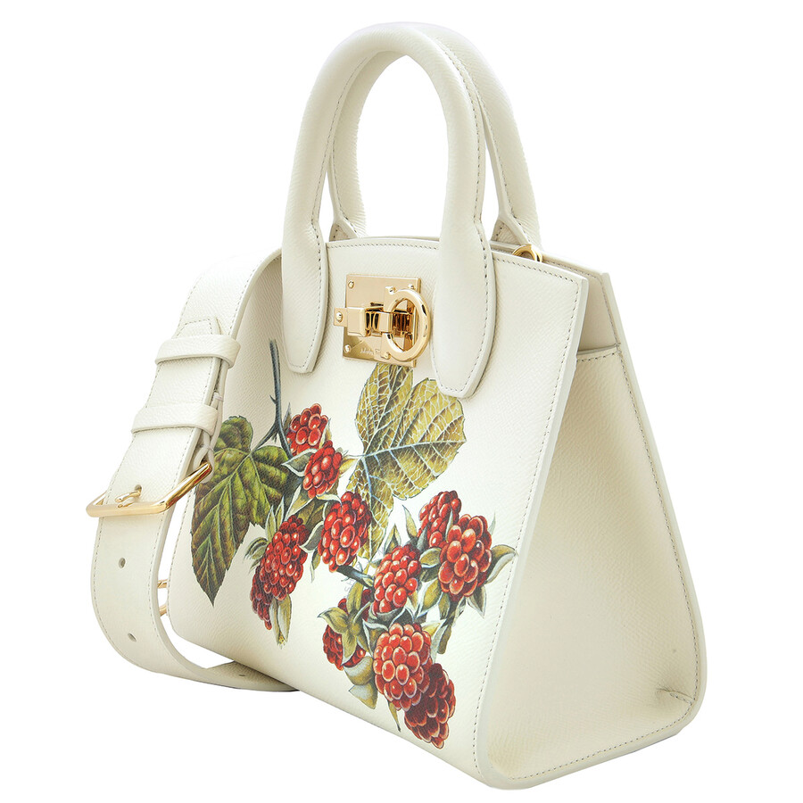 Ferragamo Small Studio Box Leather Tote Bag In White