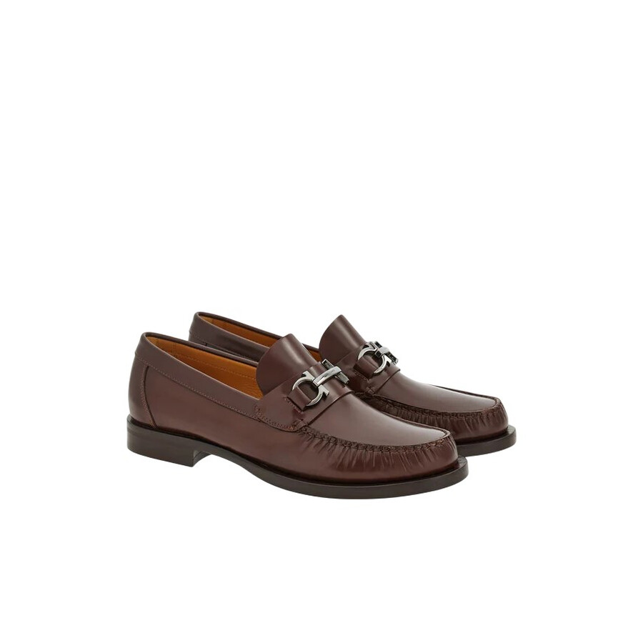 Ferragamo Gancini Horsebit-plaque Loafers In Leather In Brown