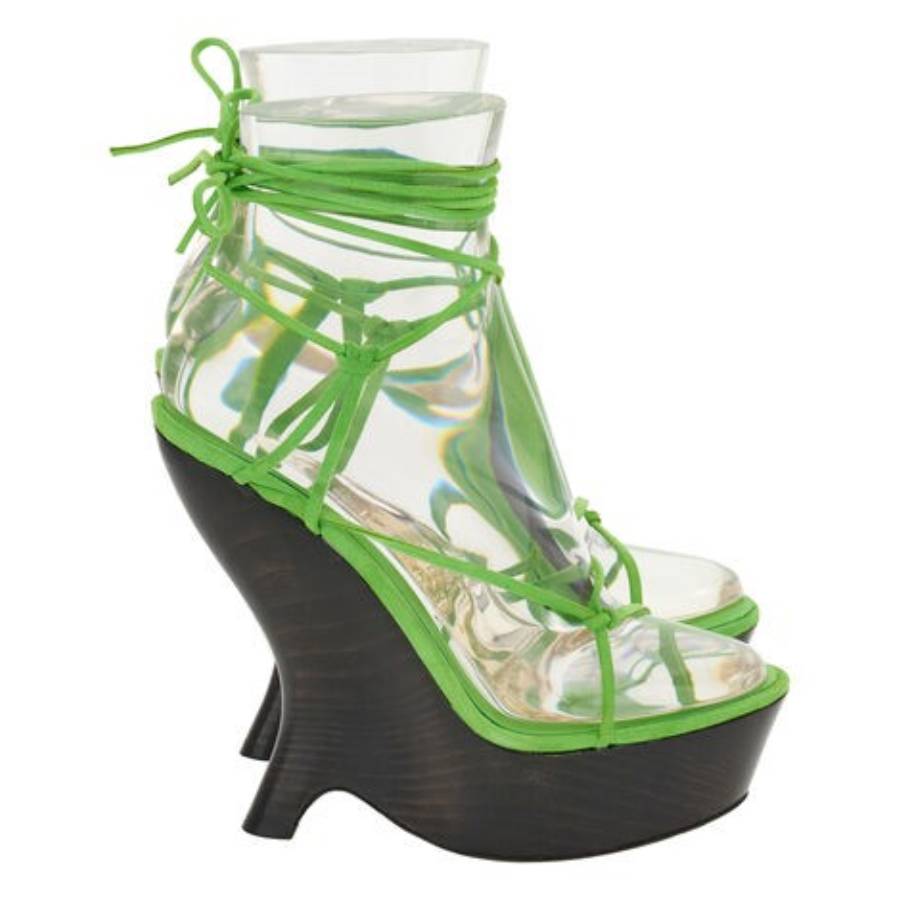 Ferragamo Frida Platform Wedge Sandals In Green
