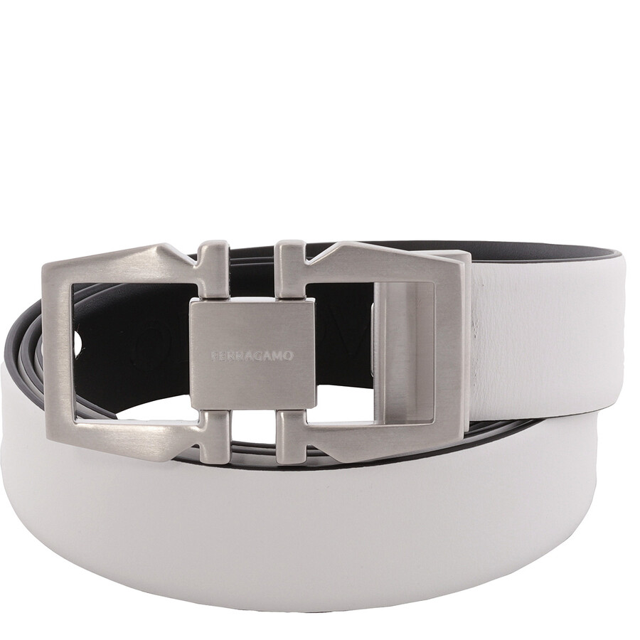 Ferragamo Gancini Buckle Debossed Logo Leather Belt In Blue