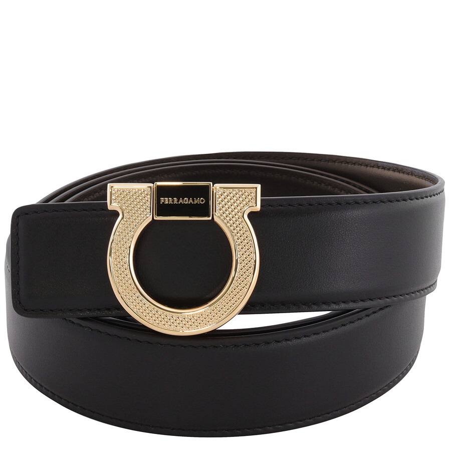 Ferragamo Gancini Buckle Smooth Grain Leather Belt, Size 115