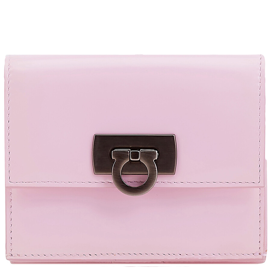 Ferragamo Salvatore Gancini Clasp Credit Card Holder In Pink
