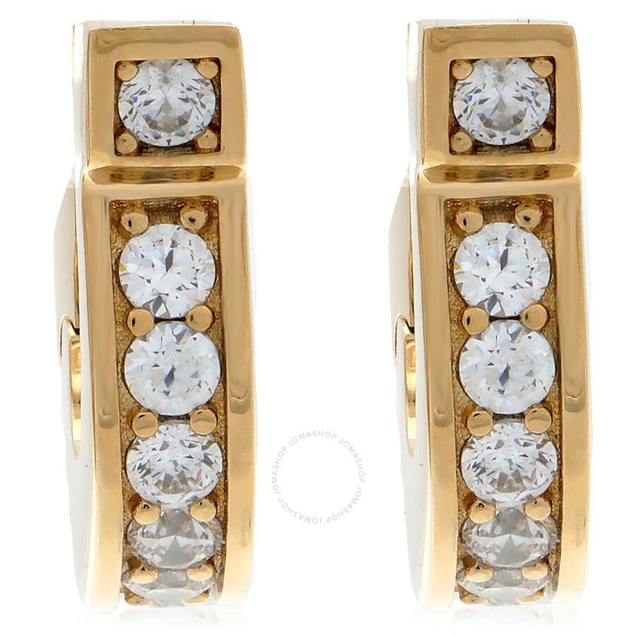 Ferragamo Gancini Crystal Hoop Earrings In Gold Tone
