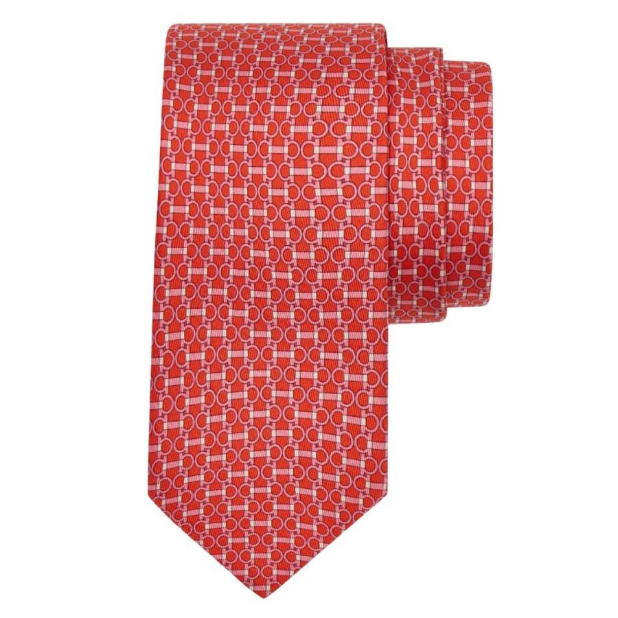 Gancini Horsebit Print Silk Tie