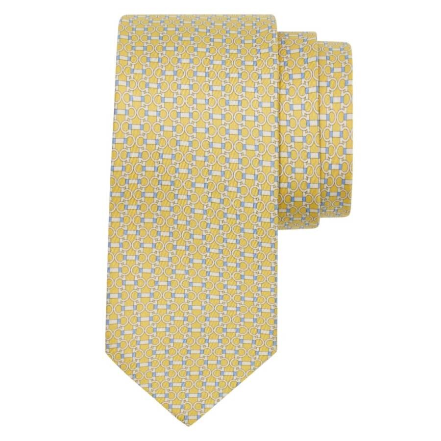 Gancini Horsebit Print Silk Tie