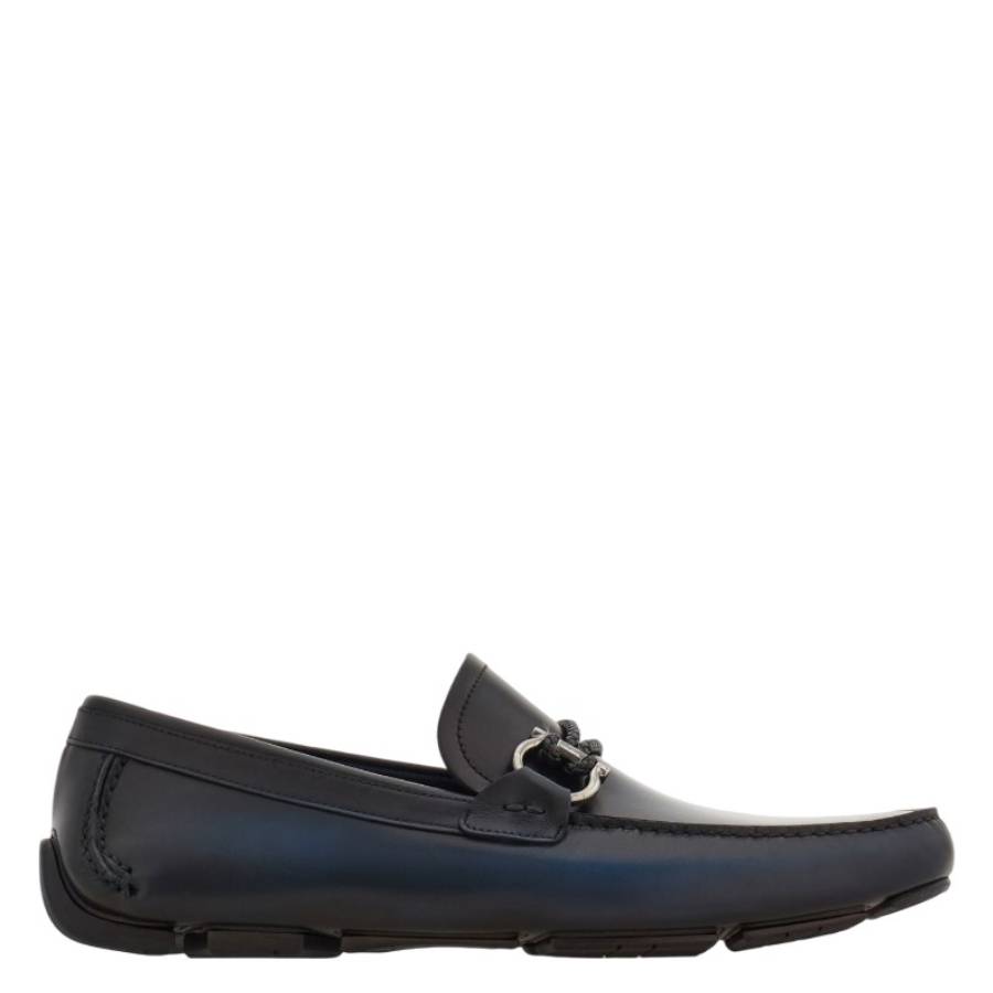 Ferragamo Gancini Ornament Leather Loafers, Size 6.5 EE 02B796