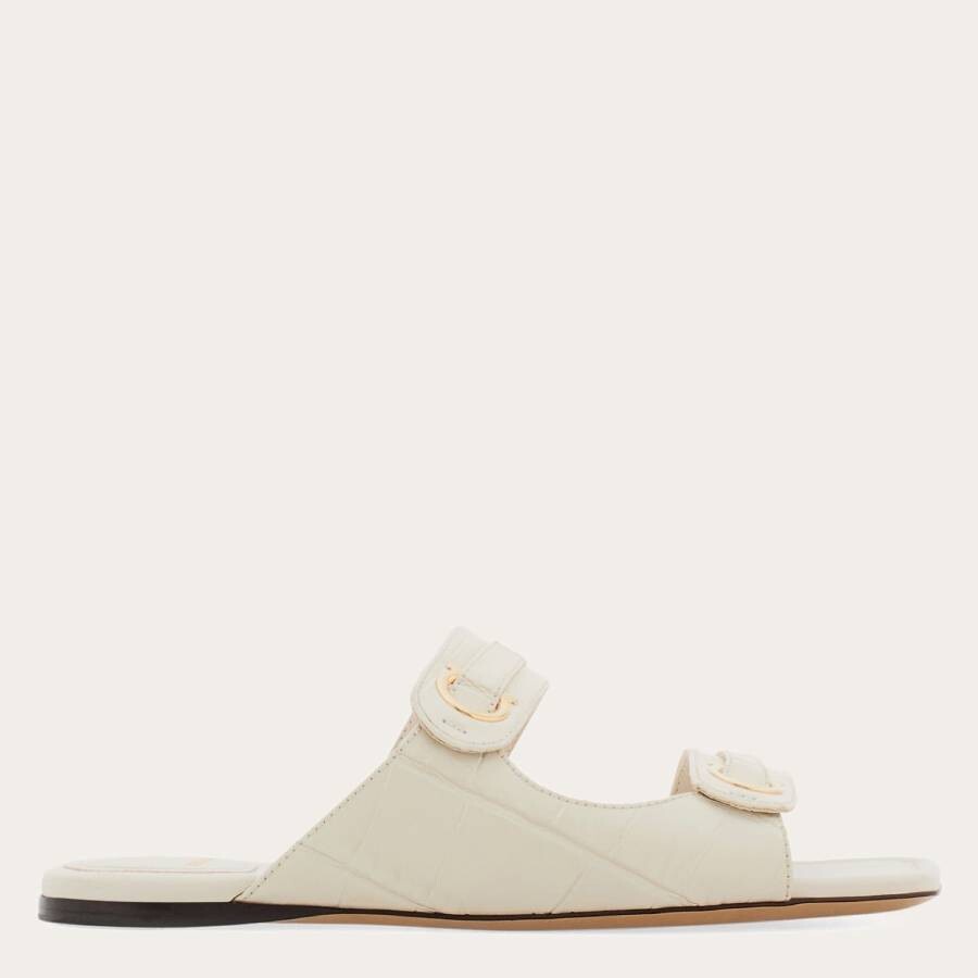 Ferragamo Gancini Ornament Slides In White