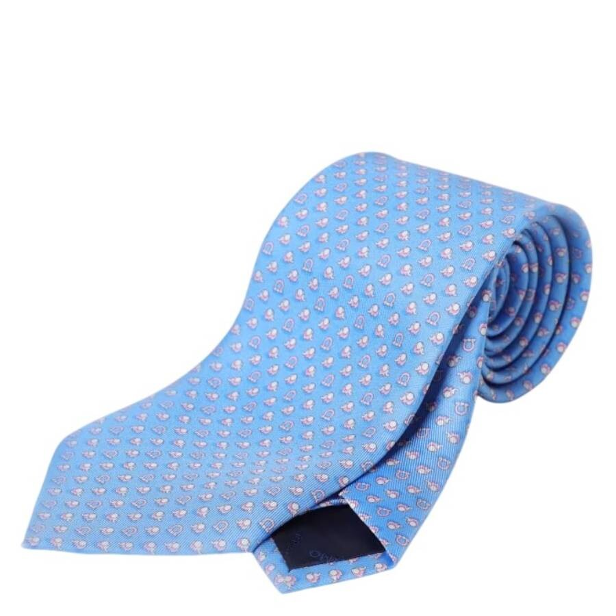 Gancini Print Silk Tie