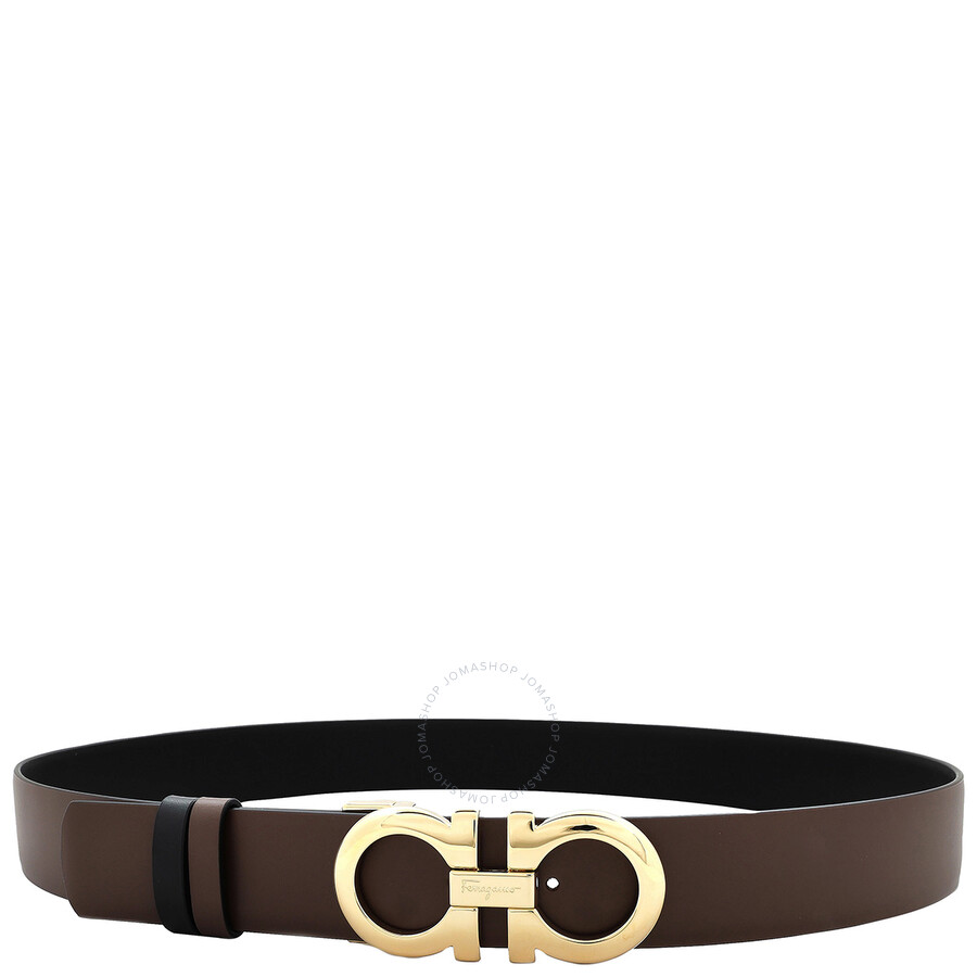 Ferragamo Gancini Reversible Calfskin Belt In Brown