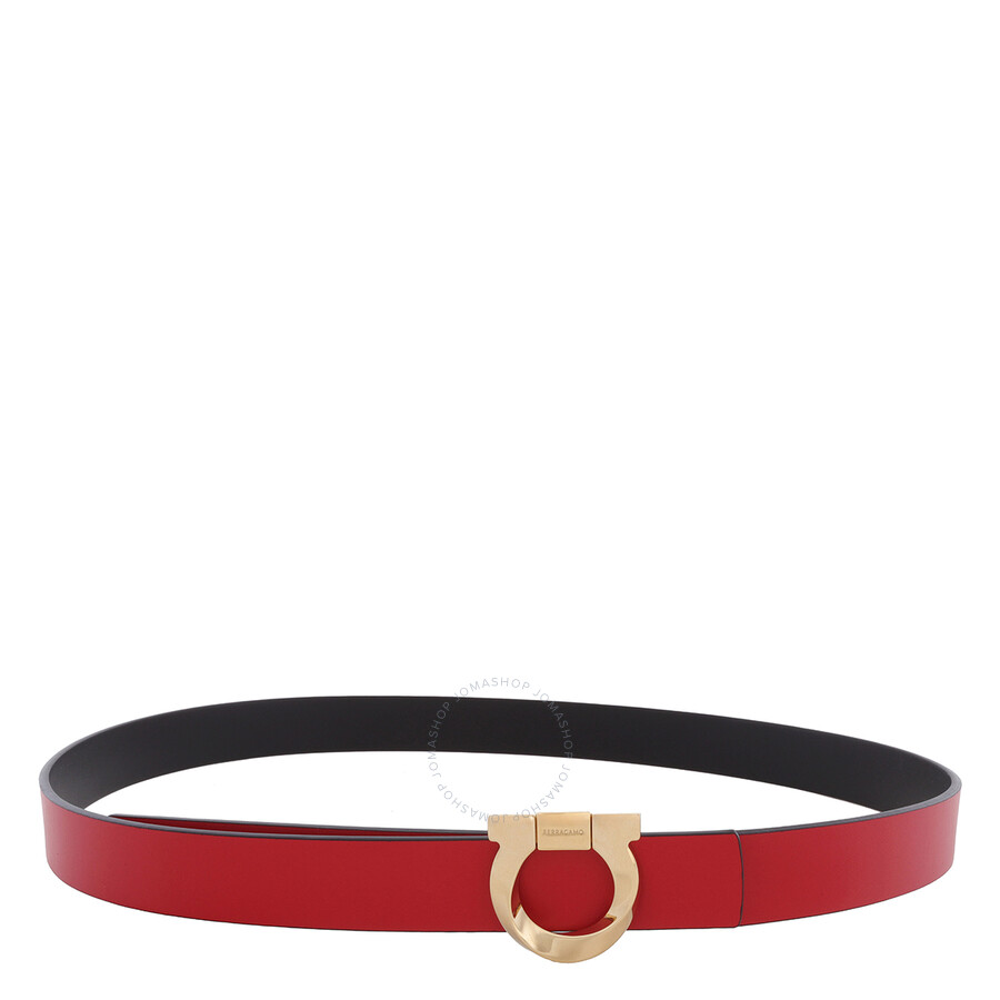 Ferragamo Gancini Reversible Leather Belt In Black