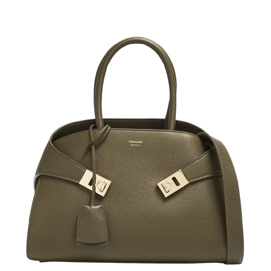 Ferragamo Gancini Signature Hug Leather Top Handle Bag 215608
