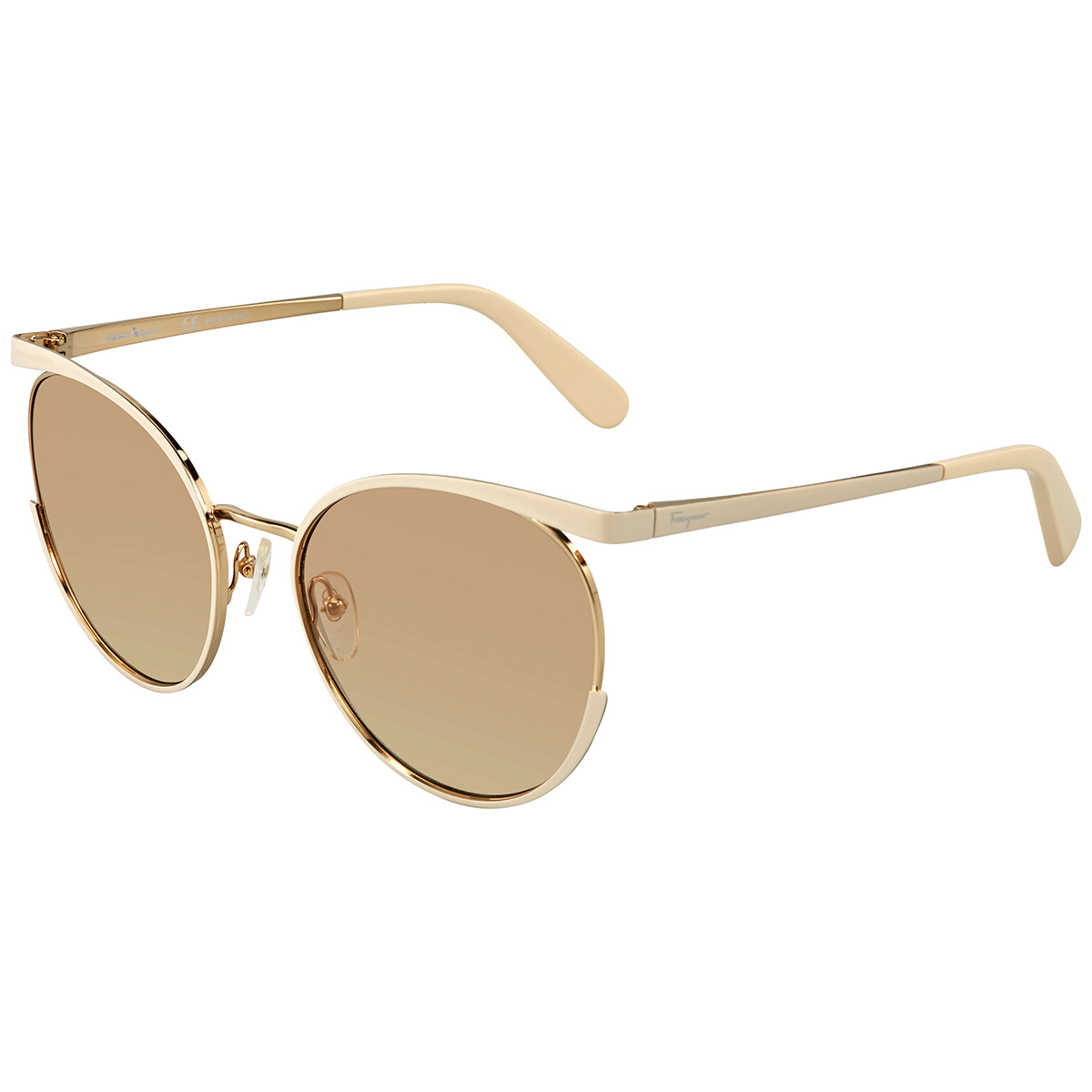 Salvatore Ferragamo SF165S 250 58 Ladies Sunglasses Rounded Mirrored White Gold Salvatore Ferragamo Sunglasses SF165S 109 Ivory/Gold, Size  main image 4