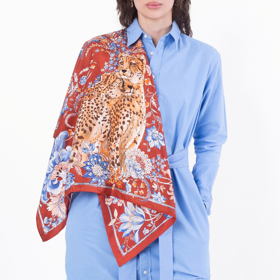 Graphic Print Silk Scarf