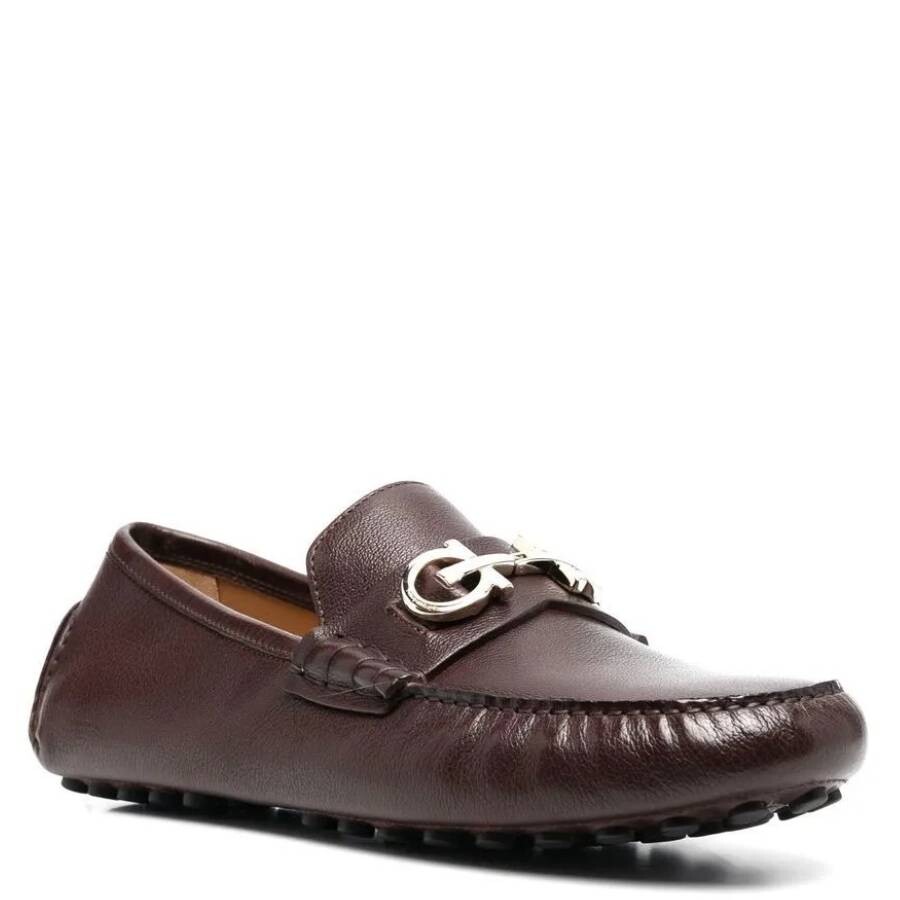 Ferragamo Grazioso Gancini Ornament Driver In Brown