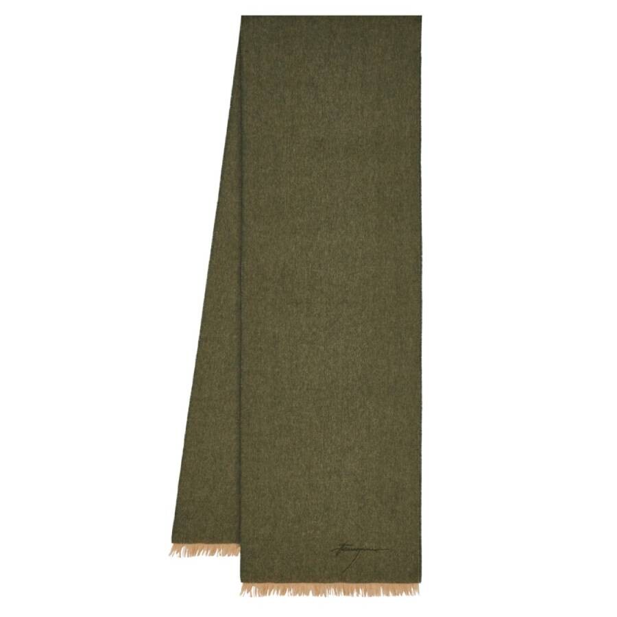 Green Cashmere Fringed Scarf
