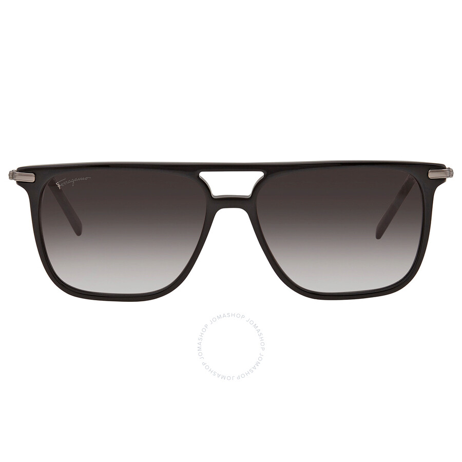 FERRAGAMO SALVATORE FERRAGAMO GREY RECTANGULAR MEN'S SUNGLASSES SF966S 001 57