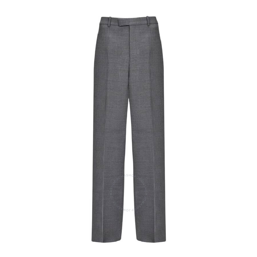 Ferragamo Mid-rise Wool Pleated Trousers With Classic Straight Leg In Grey