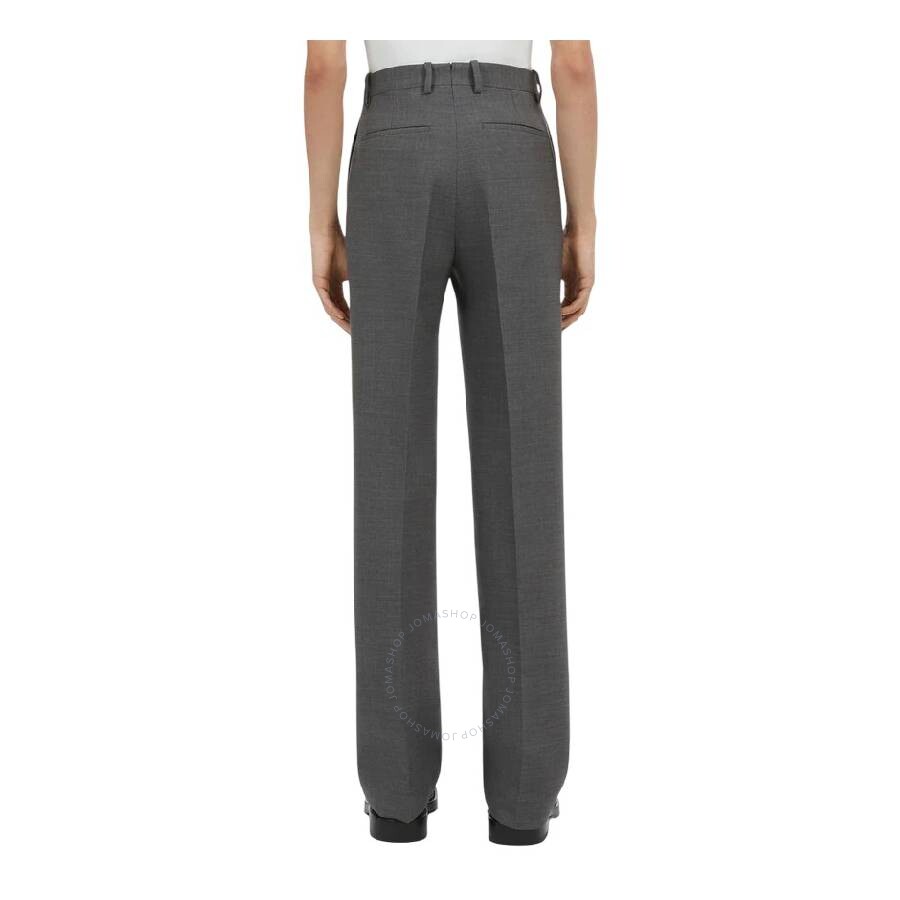Ferragamo Mid-rise Wool Pleated Trousers With Classic Straight Leg In Grey