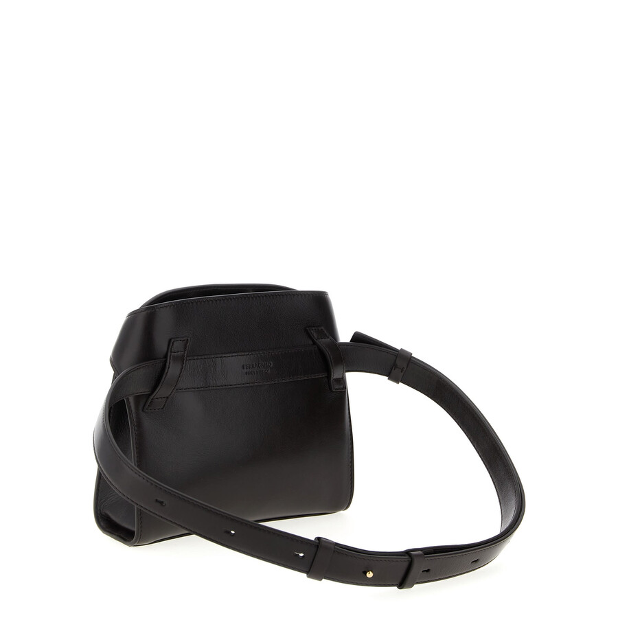 Ferragamo Belt Bag With Top Handle And Hardware In Brown