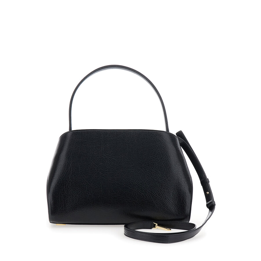 Ferragamo Structured Leather Shoulder Bag In Black