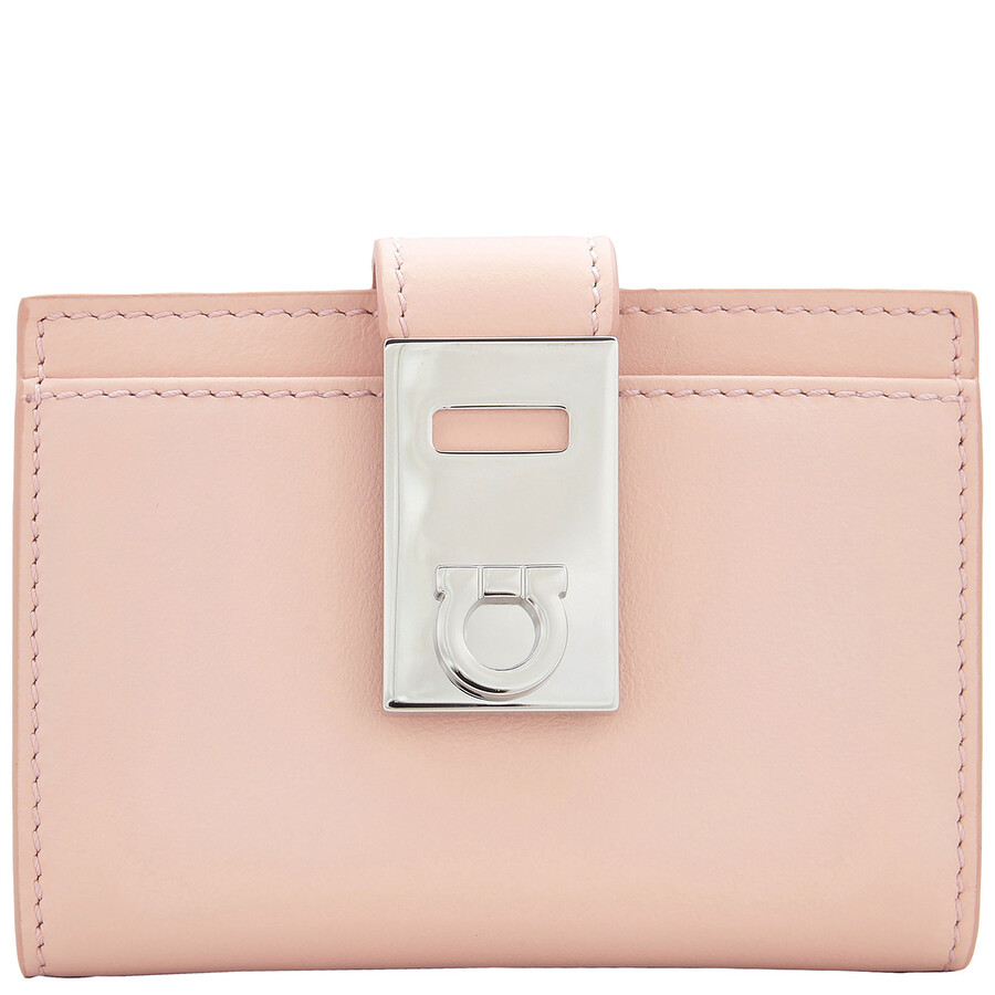 Ferragamo Hug Gancini-plaque Leather Wallet In Pink