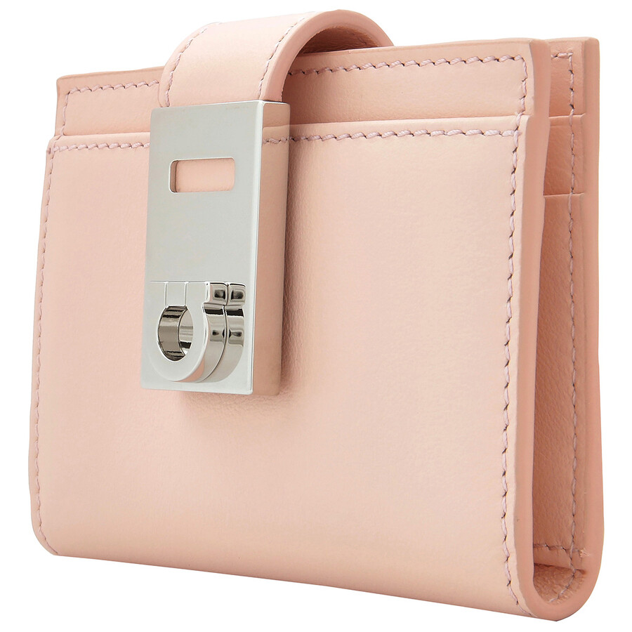 Ferragamo Hug Gancini-plaque Leather Wallet In Pink