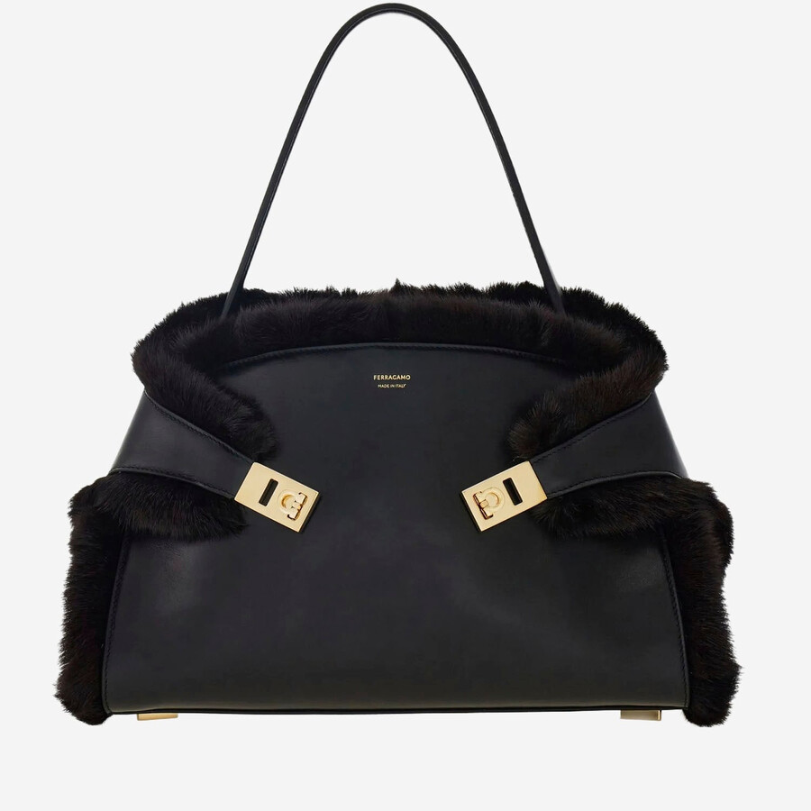 Ferragamo Hug Soft Shoulder Bag In Black