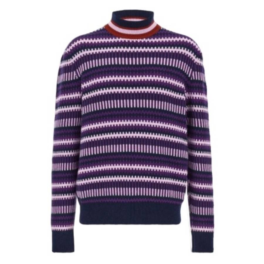 Ferragamo Jacquard Knit Turtleneck Sweater, Size X-Large 121897