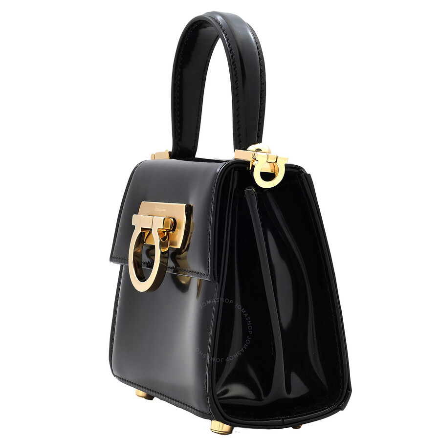 Ferragamo Ladies Black Micro Iconic Top Handle Bag In Black