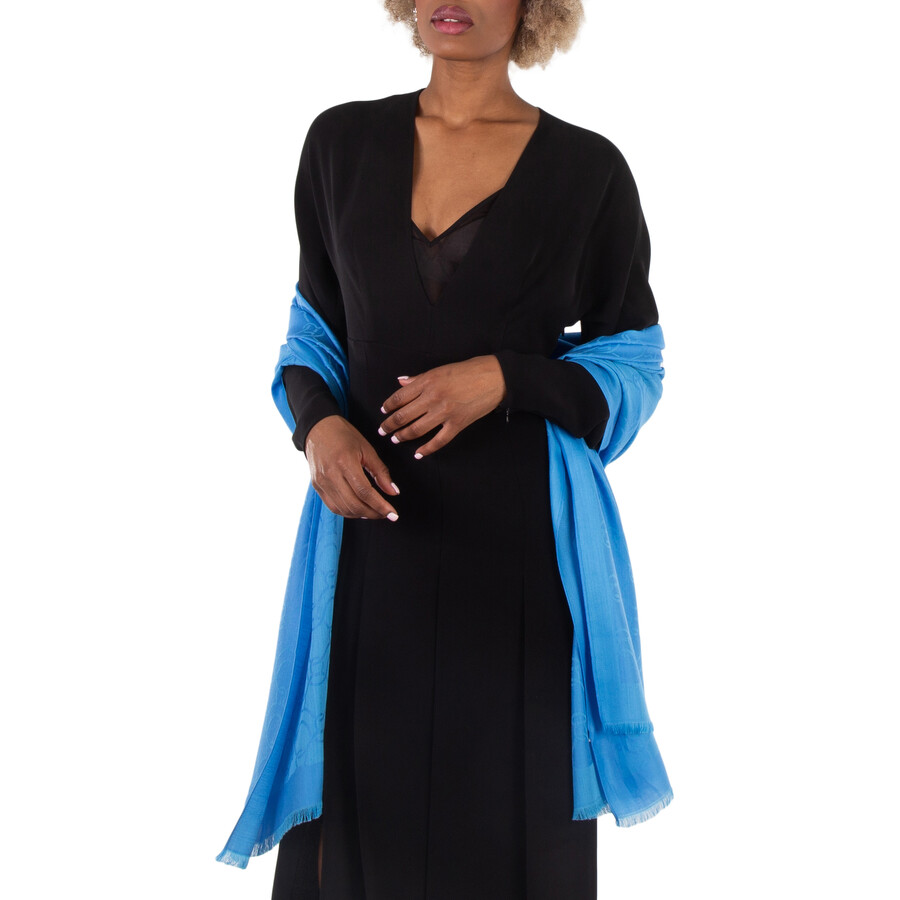 Ladies Blue Oblong Jacquard Scarf