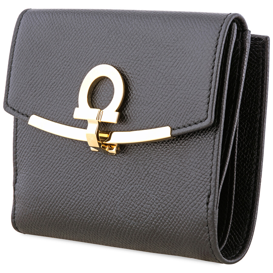 Salvatore Ferragamo|HALF-LENGTH WALLETS (22C877 673998) Ferragamo Ladies Gancini Wallet in Black 22C877 673998