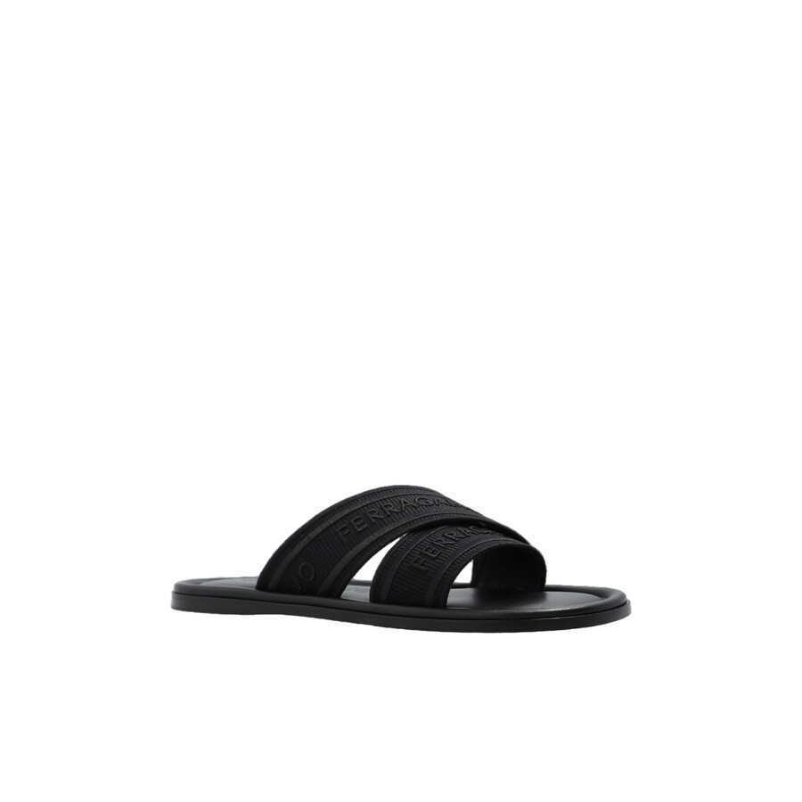 Ferragamo Laurene Logo Womens Round Toe Flat Sandal Slide Sandals In Black
