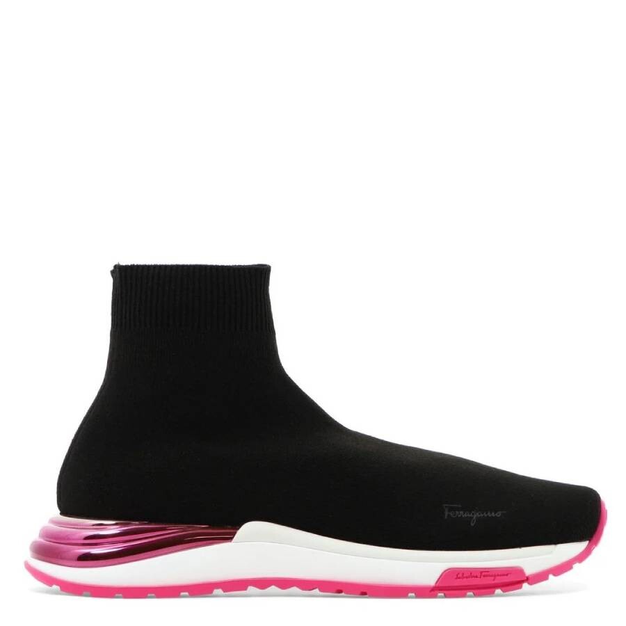 Ferragamo Ninette Knit Sock High Top Sneaker In Black