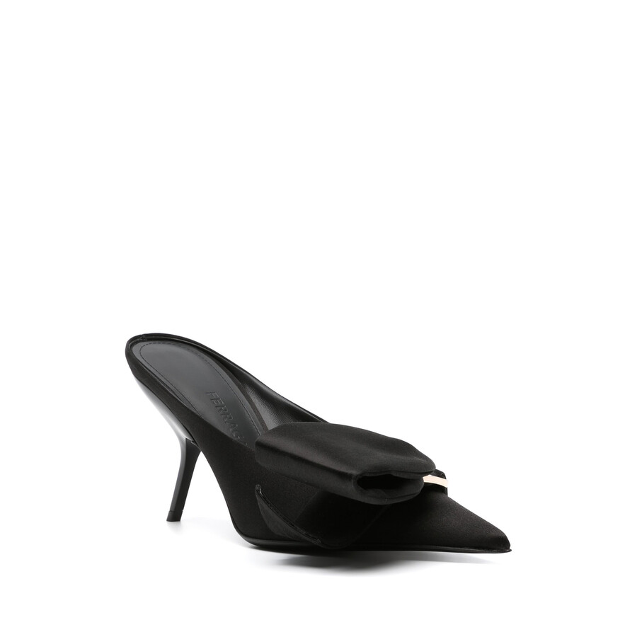 Ferragamo Emii Womens Pointed Toe Slip On Mules In Black