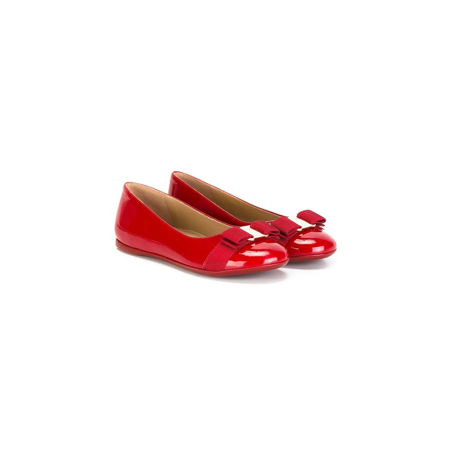 Ferragamo Girls Mini Varina Ballet Flats In Red