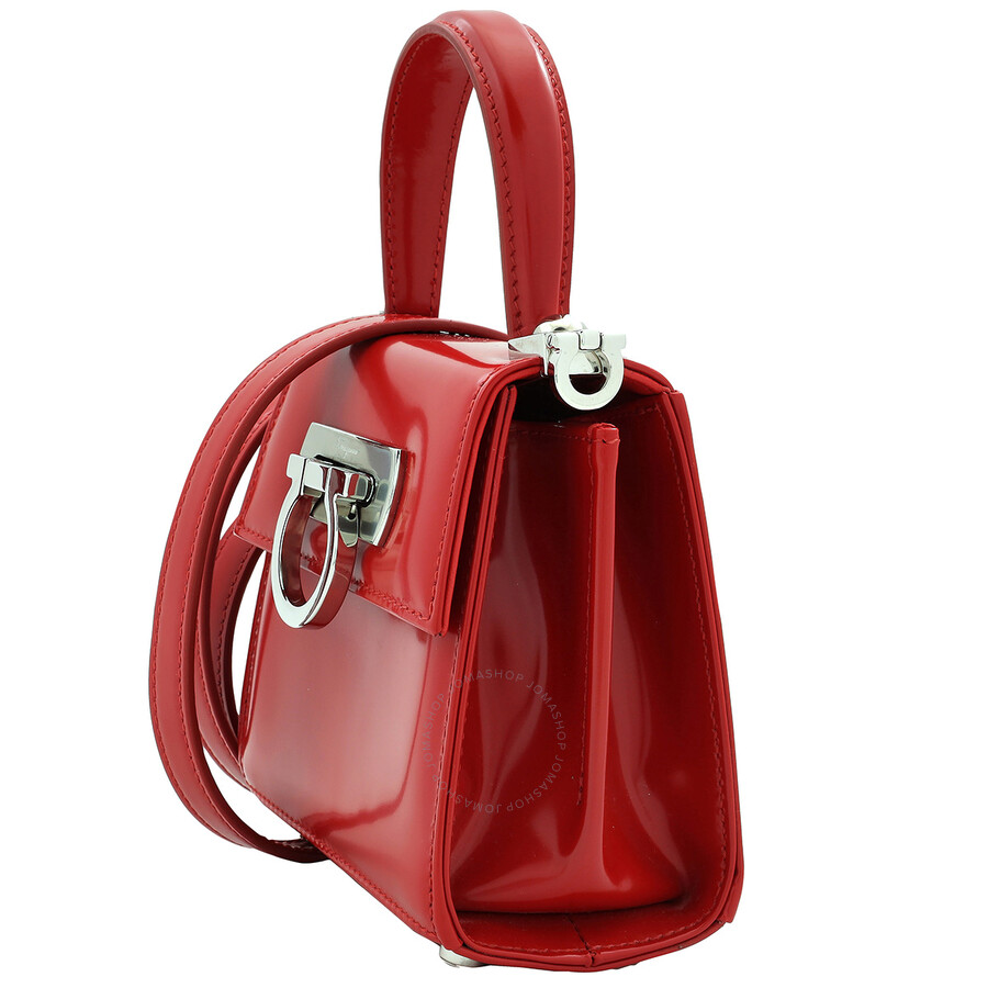 Ferragamo Ladies Red Micro Iconic Top Handle Bag In Red