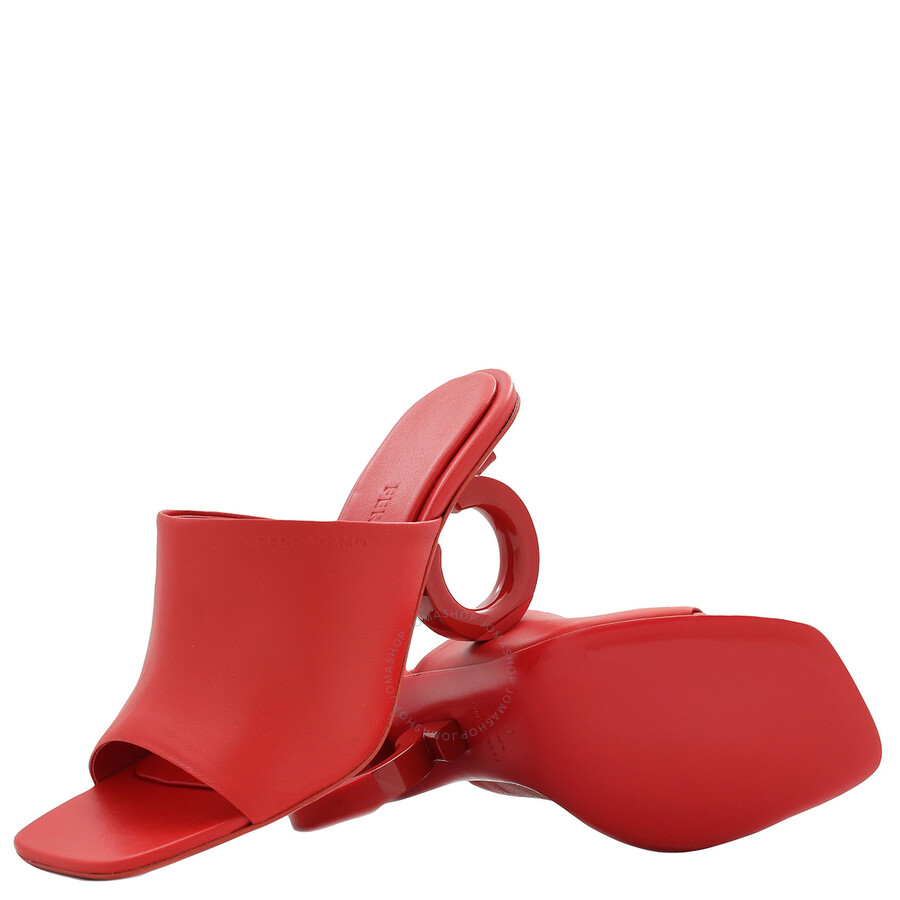 Ferragamo 70mm Open-toe Sculpted-heel Mules In Red