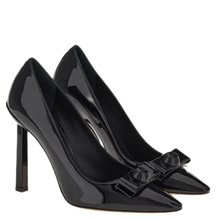 Ferragamo Ladies Vara bow Patent Black Pumps, Size 7 01E375