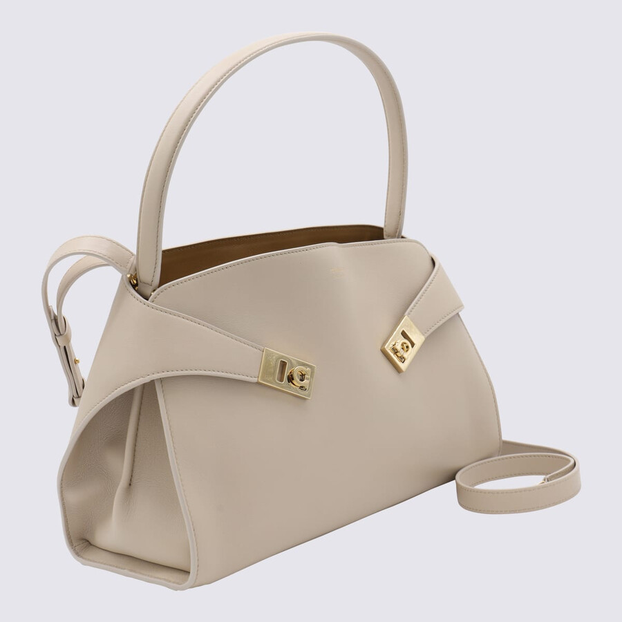 Ferragamo Light Grey Leather Hug Soft Shoulder Bag In Neutral