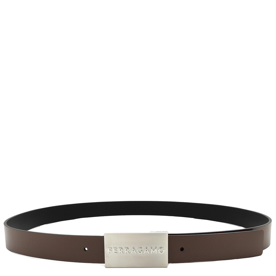 Ferragamo Logo Engraved Reversible And Adjustable Belt In Brown