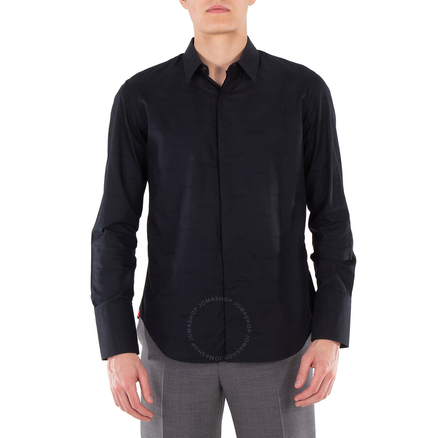 Ferragamo Logo Jacquard Long-Sleeved Sports Shirt, Size
