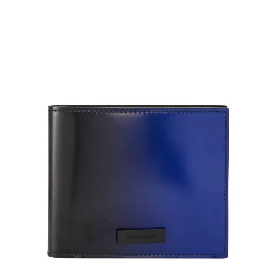 Ferragamo Logo Plaque Dual Tone Wallet In Blue