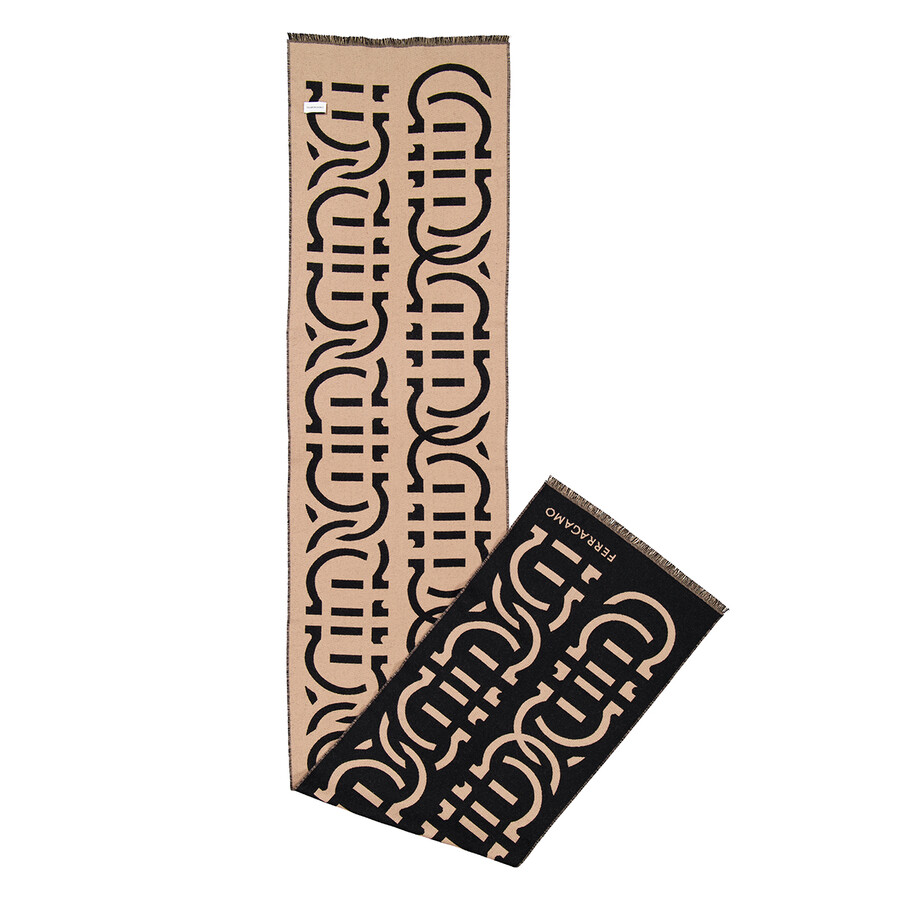 Ferragamo Logo Scarf In Black